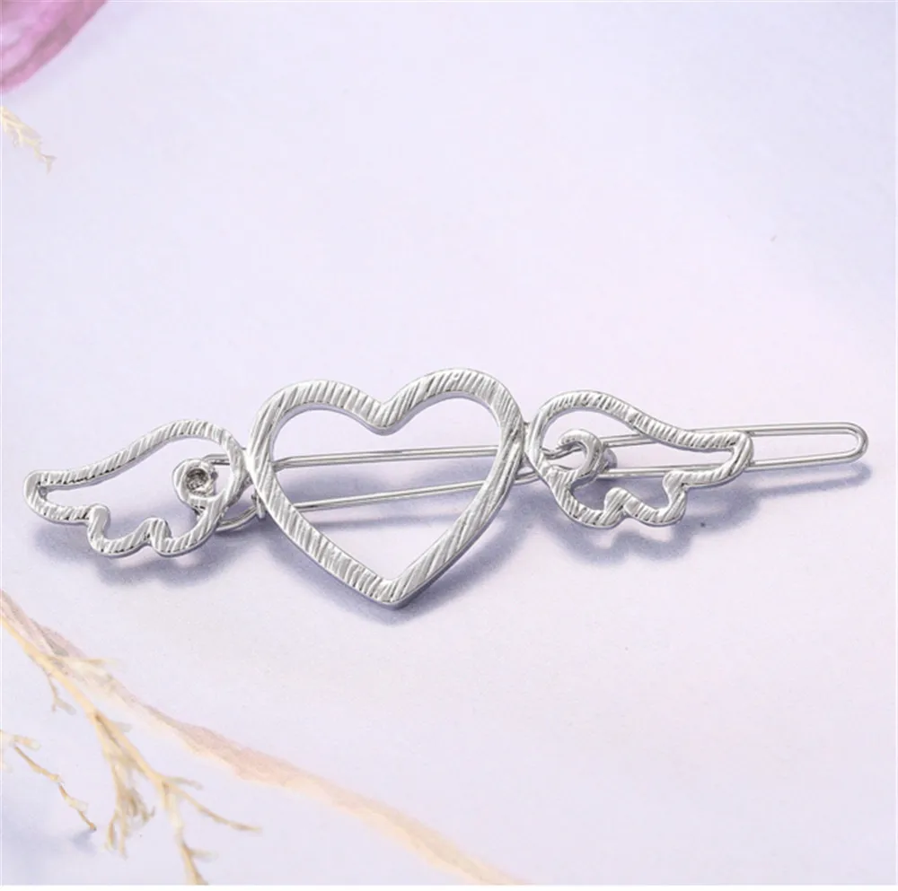 Модные женские Металлические Угловые Крылья любовь сердце зажимы заколка