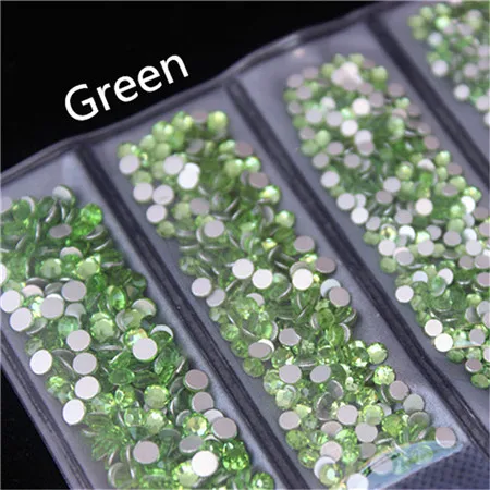 Green Micui 1440 шт, SS3-SS10, Микс, 6 размеров, AB кристаллы, стеклянные стразы, блестящий кристалл, не исправление, стразы для украшения ногтей MC992 - Цвет: Green