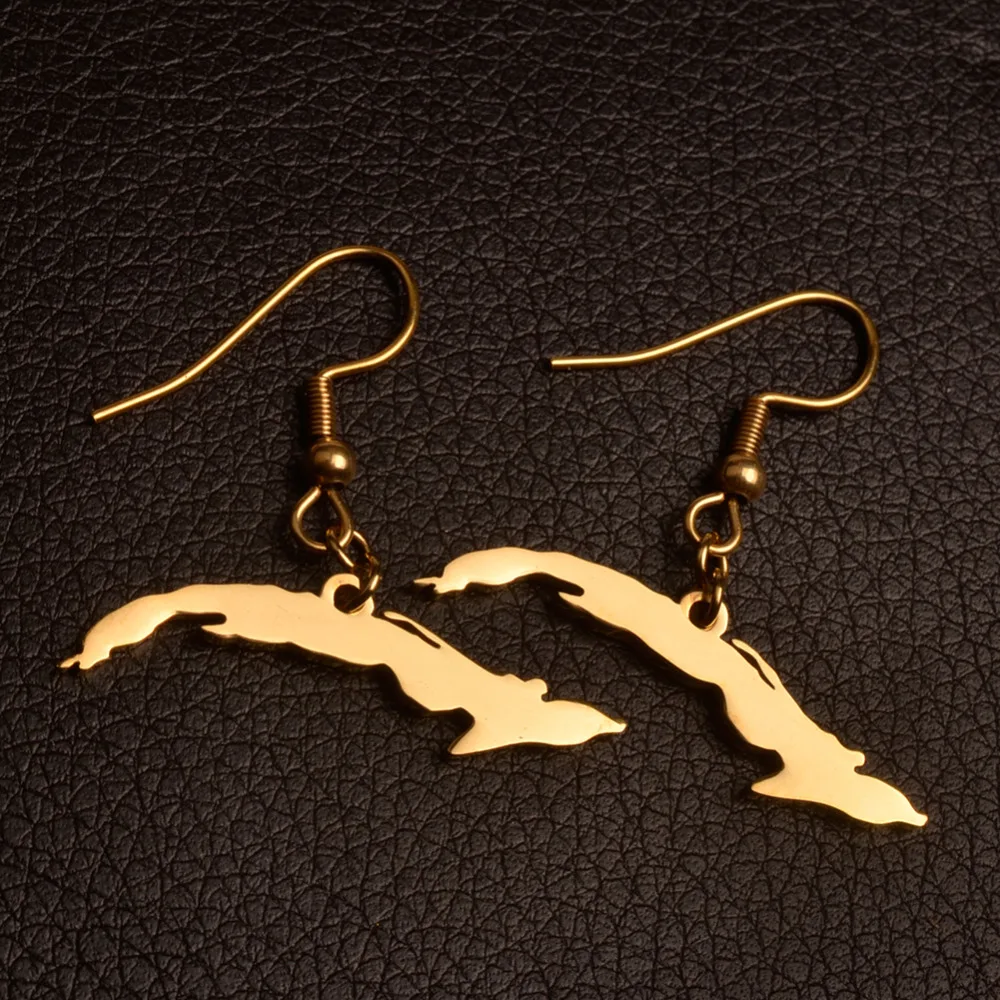 Женские серьги-подвески в этническом стиле с изображением карты Кубы | Украшения