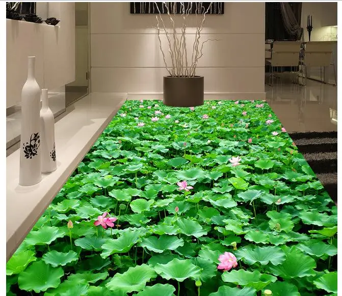 3d напольные обои на заказ для ванной комнаты самоклеящиеся с рисунком лотоса 3 d