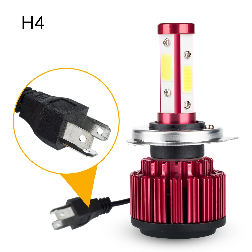 2 шт. H4 светодиодный фар 100 Вт 11000LM 4-стороннее COB H8/H11 H7 H4 Hi/короче спереди и длиннее сзади) 9005 HB3 9006 HB4 дальний и ближний свет фонарь для легкового автомобиля с вентилятором