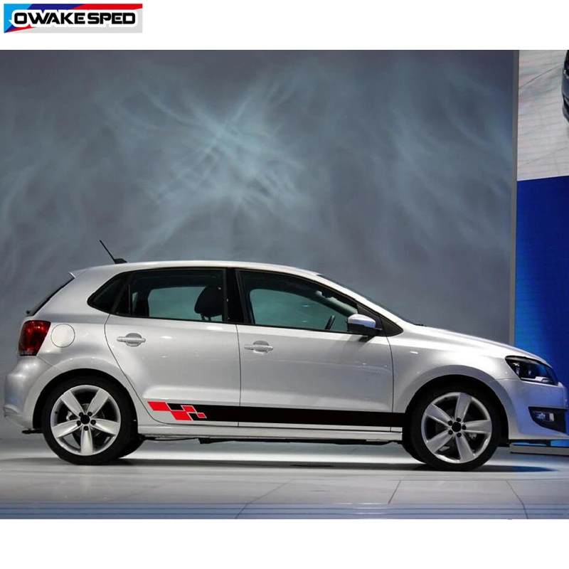 Автомобильная наклейка s Sport с графическими полосками, для боковой двери, юбки, Декор, наклейка для Volkswagen POLO GOLF Tiguan на Автомобильный кузов виниловый стикер
