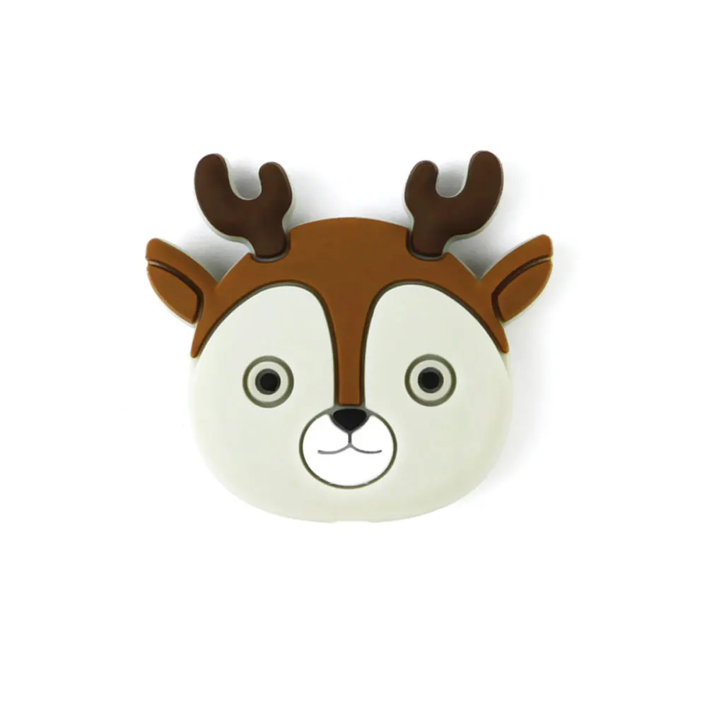 Light Gray Deer 3 шт силиконовые бусины в виде панды и лисы, силиконовые бусины для прорезывания зубов, 3 см, силиконовые шарики в виде животных, пчелы, оленя, перлы, Товары для малышей - Цвет: Light Gray Deer
