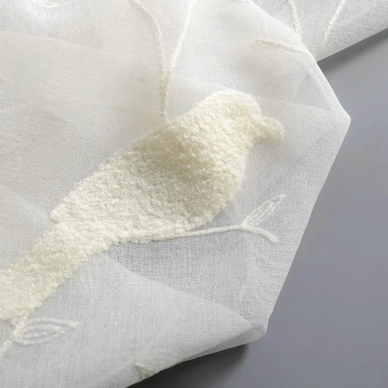 Однотонные тюлевые занавески с вышивкой для гостиной римские птицами прозрачная