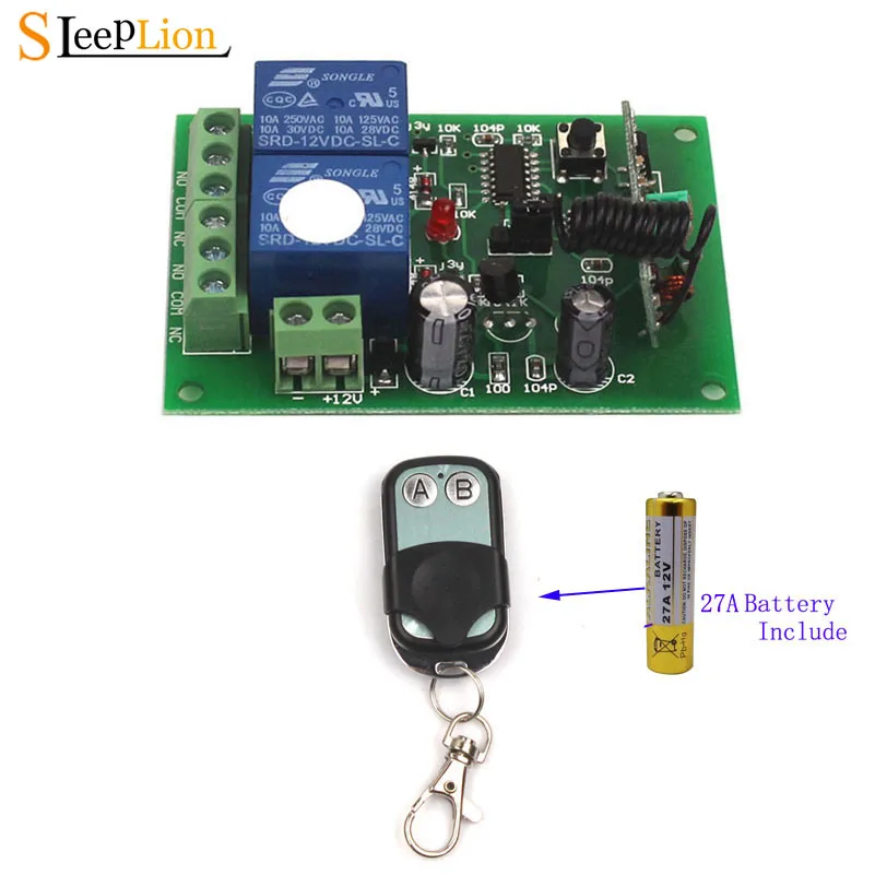 Sleeplion 315/433 Мгц дистанционный переключатель 12V 2CH реле Беспроводной дистанционного