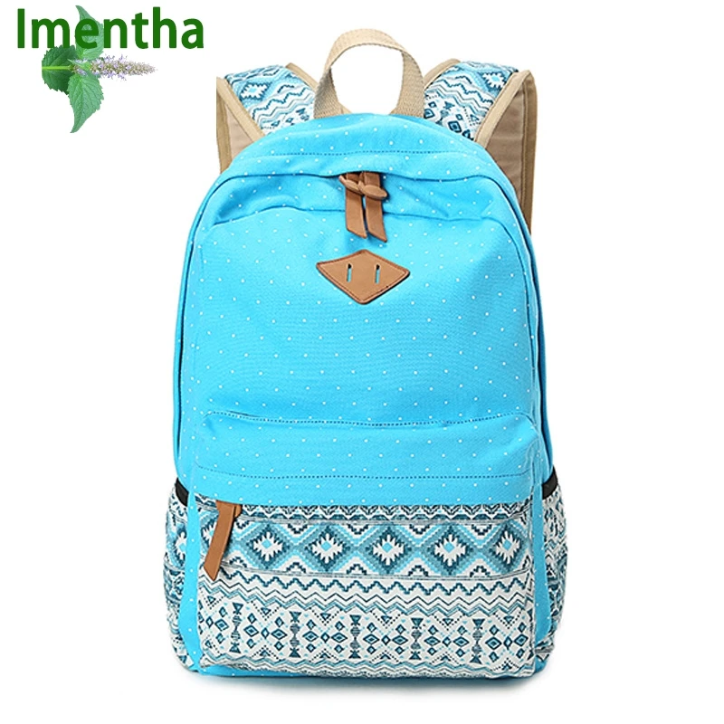 Женский рюкзак для ноутбука с принтом в горошек винтажный школьный средней