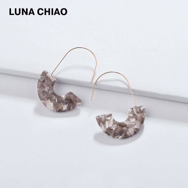 LUNA CHIAO, модные ювелирные изделия, дизайн, популярные, разноцветные, u-образные, акриловая смола, Lucite, Большой Крючок, Женские Висячие Серьги
