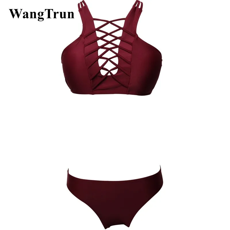 Wangtrun 2019 Для женщин на шнуровке бразильский комплект бикини с завязкой спереди