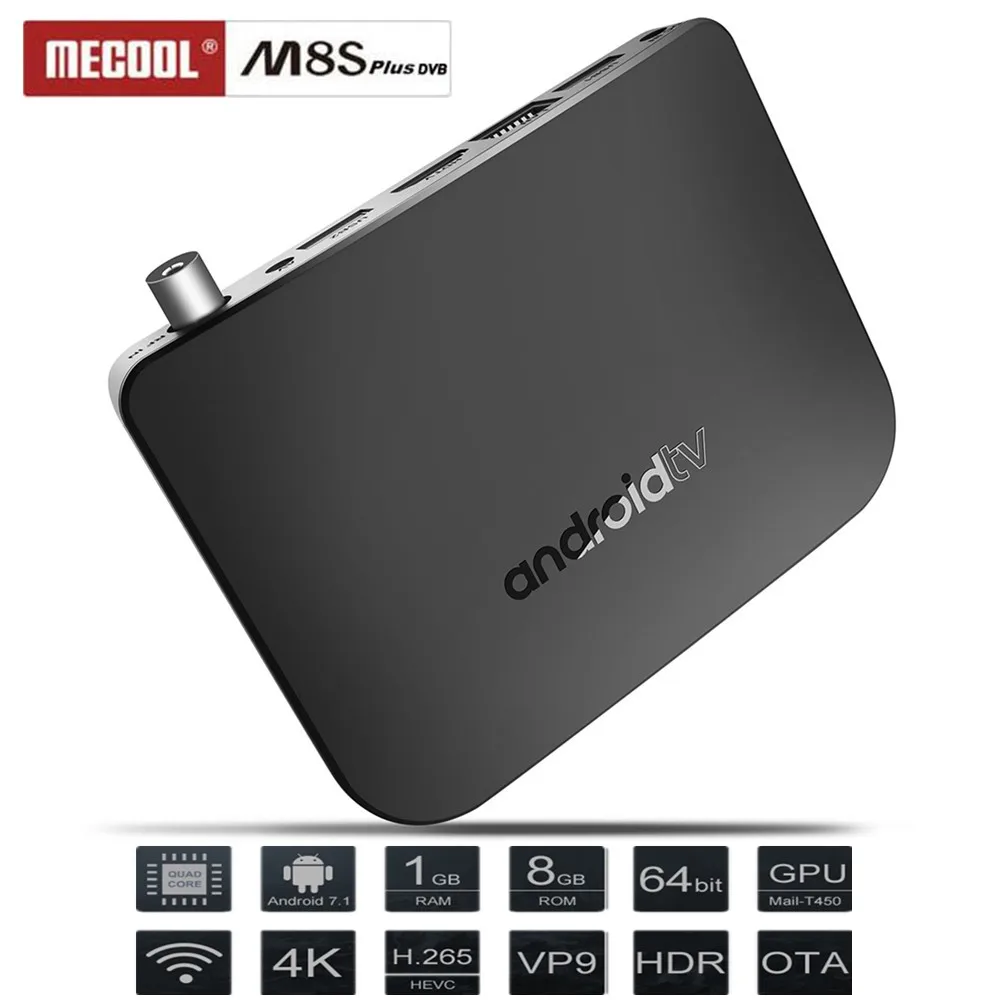 MECOOL M8S плюс DVB T2/T ТВ коробка Android 7 1 Amlogic S905D ГБ 8 Media Player 2.4g WiFi 100 м 4 К H.265 Smart Декодер