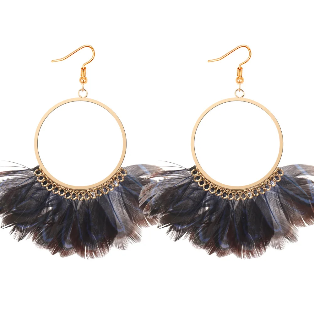 2018 Новые Длинные кисточкой моды перо Стиль Этническая Boho Большой HookDangle заявление