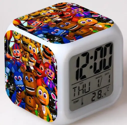 9 Five Nights At Freddy's 7 цветов светодиодный Будильник FNAF Bonnie Foxy Freddy Fazbear часы с дизайном «Медведь» ночные световые часы игрушки - Цвет: 9