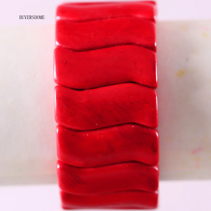 Red Turquoise Женские ювелирные изделия стрейч натуральный камень бусины белый красный зеленый браслет из говлита " 1 шт H912-914 - Окраска металла: Red Turquoise
