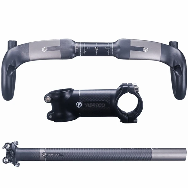 Road Handlebar SET TOMTOU Высокое качество углеродного волокна дорожный руль велосипеда+ подседельный штырь велосипеда+ руля велосипеда для дороги детали для велосипеда-TX7T67 - Цвет: Road Handlebar SET
