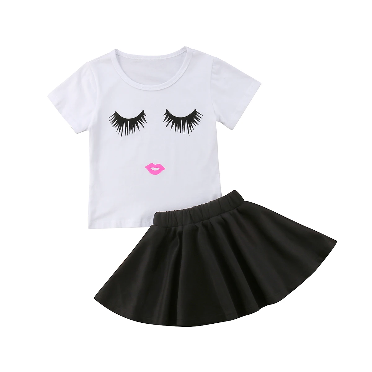 Лидер продаж повседневная одежда для маленьких девочек футболка и юбка комплект