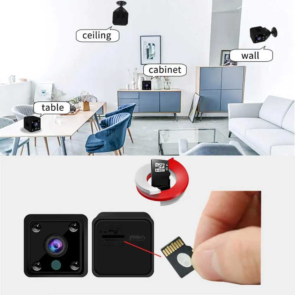 Мини ip камера 720P ночное видение Обнаружение движения мини видеокамера петля