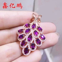 xin yi peng 925 silver plating rose gold inlaid natural magnesium aluminum garnet pendants pendants woman