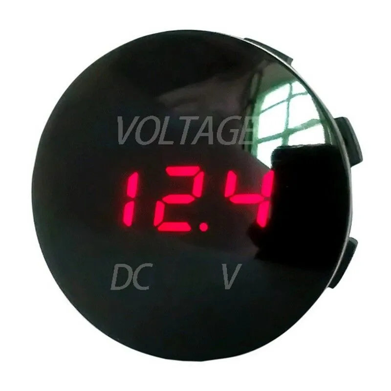 Красный Hiyork Автомобиль Мотоцикл DC 12 V-24 V светодиодный Панель цифровой Напряжение метр Дисплей вольтметр Водонепроницаемый измерителем влажности и температуры для Авто Лодка ATV UTV - Цвет: Красный