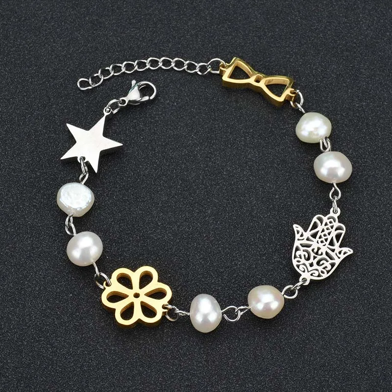 Милый браслет Fatima из нержавеющей стали золотистого цвета с цепочкой удлинителем