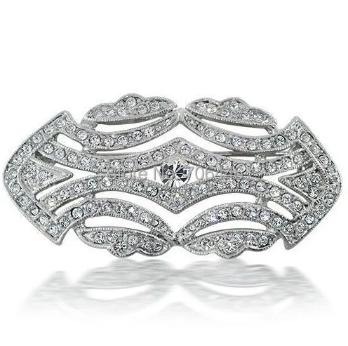 Винтажные родия с серебряным покрытием CZ Украшенные стразами со идеально