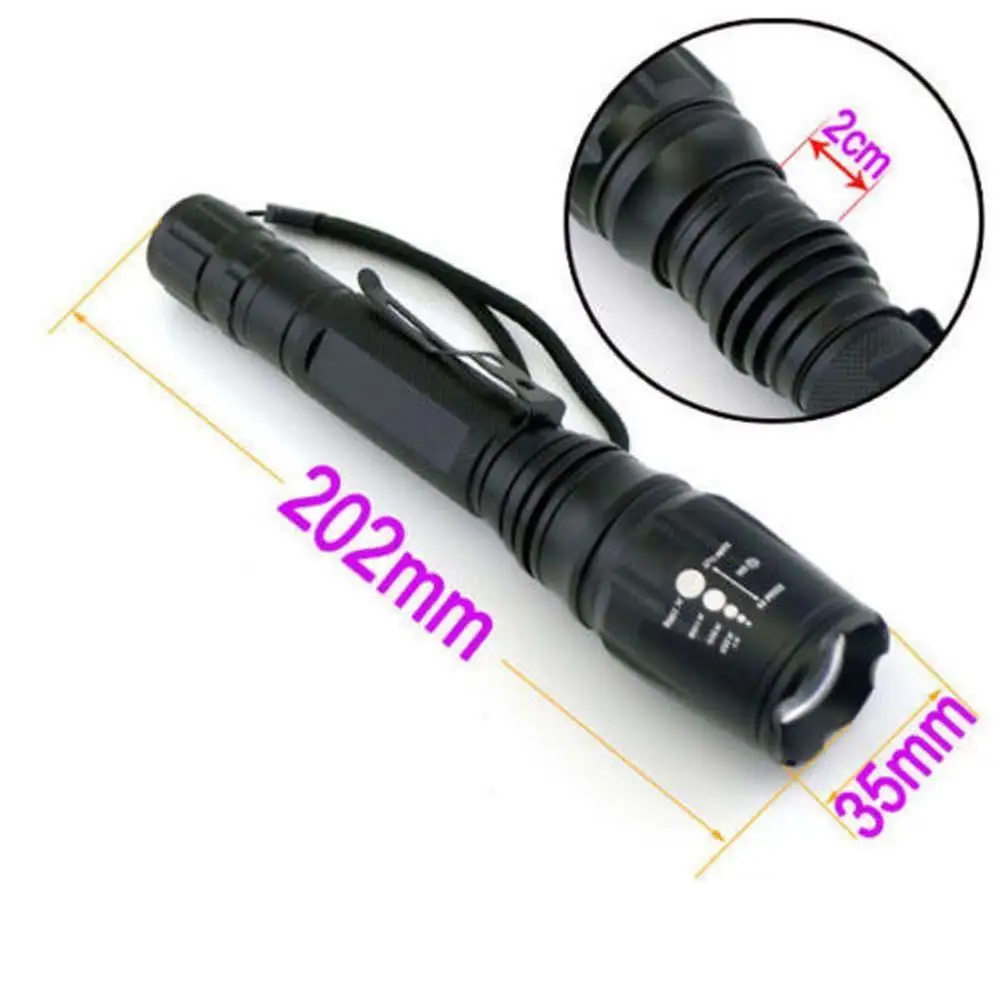 2 шт. T6 светодиодный фонарик с регулируемым фокусом + 4 аккумулятор 18650 5000 мАч