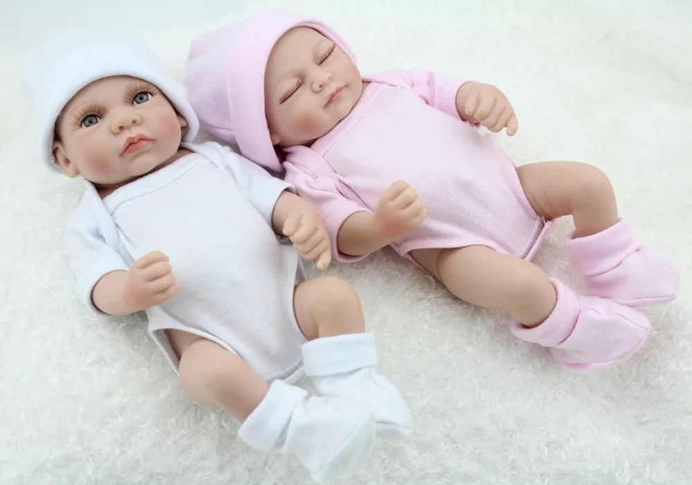NPKDOLL 10 дюймов мини новорожденный детский игровой домик игрушки Полное виниловое тело куклы Reborn Baby Twins куклы для детей игрушки для девочек