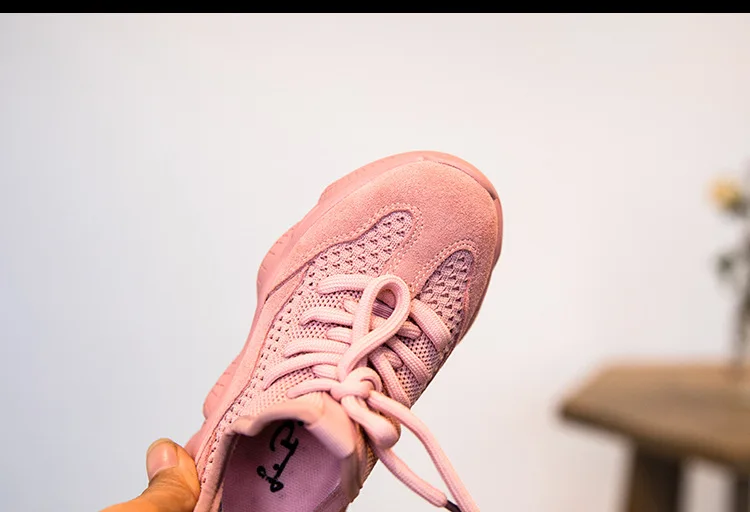 RUMRAM/Школьная обувь для девочек и мальчиков на шнуровке сетчатые розовые черные