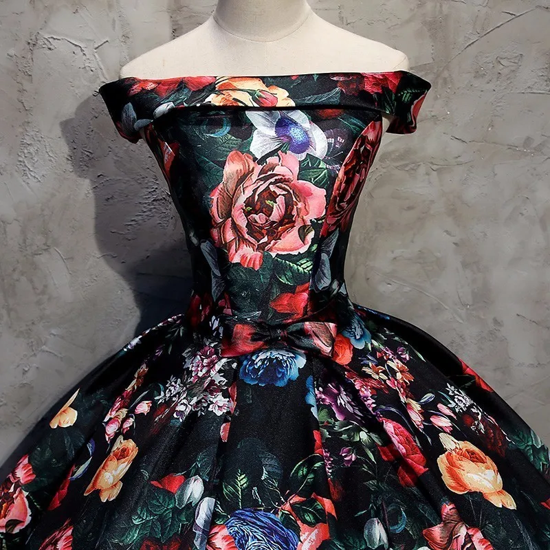Vestido De Festa 2018 винтажное яркое вечернее платье с цветочным узором бальное
