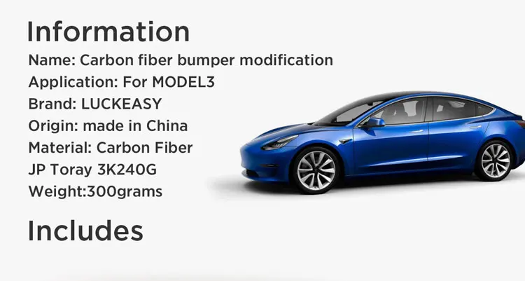 LUCKEASY автомобильный бампер из углеродного волокна модификация для Tesla модель 3- защита фар украшение