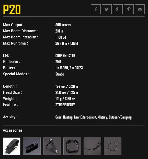 Nitecore P20 800 люмен Cree XM-L2 светодиодный фонарик | Лампы и освещение