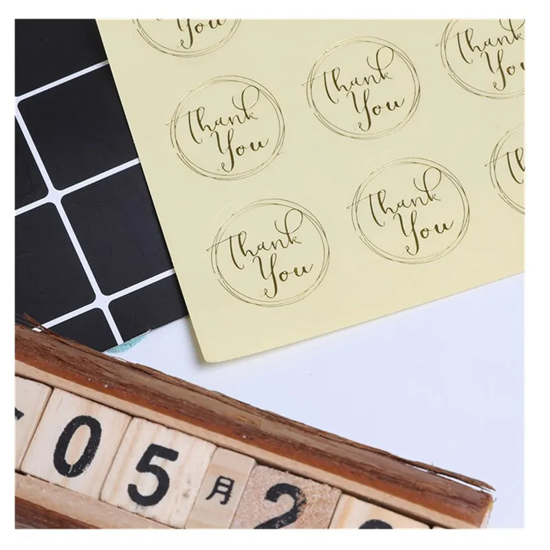 

120Pcs 10Sheets Gilding Gold Round Thank You Handmade Cake Packaging Sealing Label Kraft Sticker Baking DIY Gift Stickers
