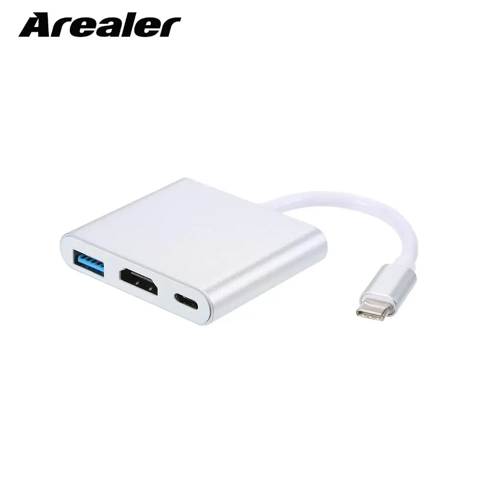 USB 3,1 Тип с разъемами типа C и USB 3,0/HD/Тип-C концентратор USB-C 3-в-1 адаптер ключ подставка с зарядным устройством для Macbook Pro, Dell XPS 13