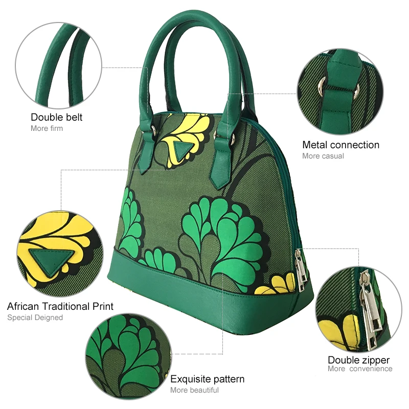 Вентиляторы лицо свежим Летний Стиль Мода Африканский принт зеленый сумки