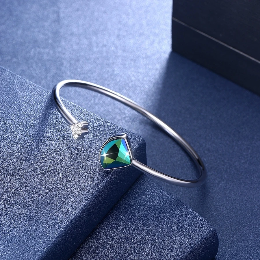 Браслеты из стерлингового серебра с кристаллами от Swarovski, открытые браслеты для женщин, модный браслет с цирконием, свадебные ювелирные изделия, подарок