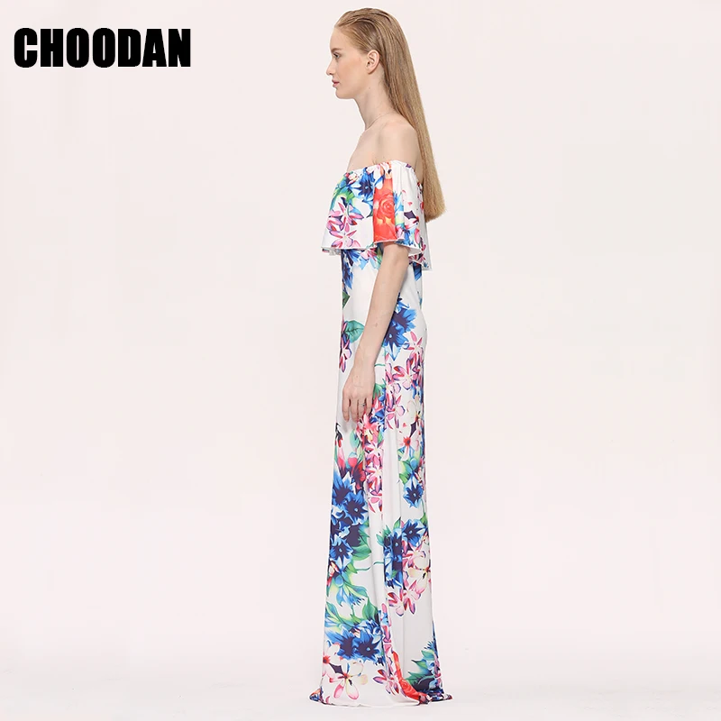 Платье женское повседневное в стиле бохо длинное платье-карандаш пол с цветочным