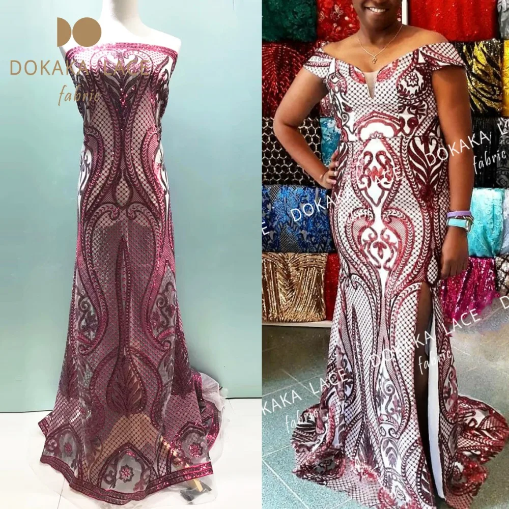 African Nigerian Sequins Net Lace Fabric For Women Dresses Sewing 2019 High Quality Sequined Embroidered Guipure Mesh Laces | Дом и сад