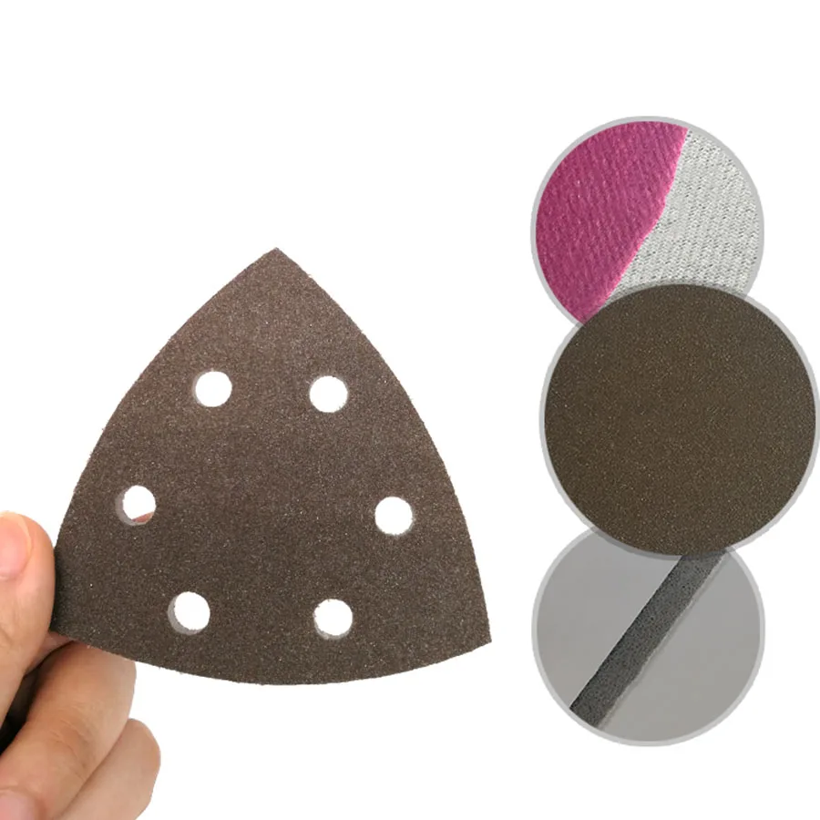 6 Holes Red Sandpaper Triangle Sponge Flocking Sand Paper 90x90x90mm Grit 300-2000 Disc Abrasive Tools For Polishing | Инструменты