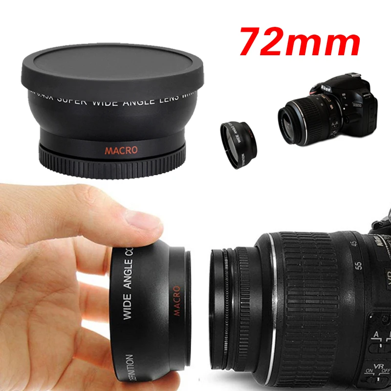 72 мм 0.45X супер широкоугольный объектив для макросъемки рыбий глаз Canon NIKON Sony PENTAX DSLR