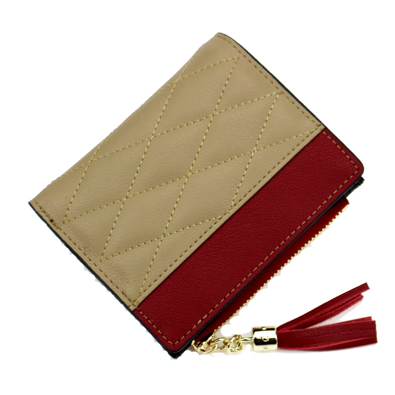 Кошелек женский из натуральной кожи с кисточками в клетку | Багаж и сумки