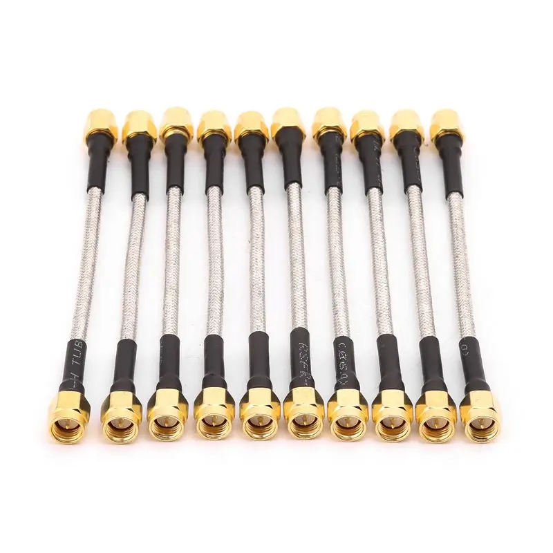 10Pcs/Set SMA Male To SMA Male RG402 Pigtail Cable 10cm Semi-rigid Connector Coaxial Cables