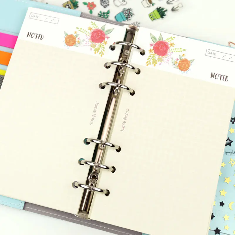 

Yiwi Creative Floral Flower Grid 40 sheets A5 A6 Colored Spiral Notebook Refills 6 holes Diario Binder Paper for Filofax Planner