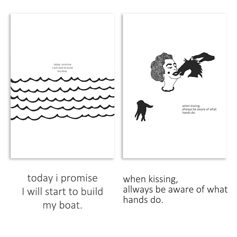 Nordic черные и белые минималистский Дизайн интересные диалог Печать холст картина