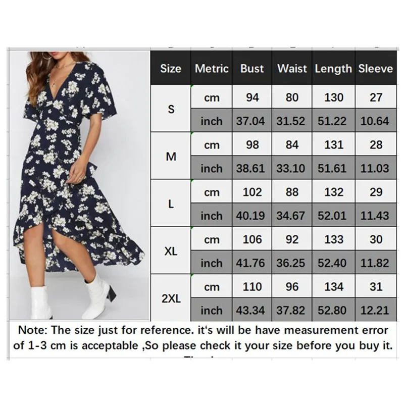 

Summer Dress 2019 Woman Party Night Sexy V-neck Elegant Bohemian Dress Floral Print Vestido Short Sleeve Ladies Boho Dress