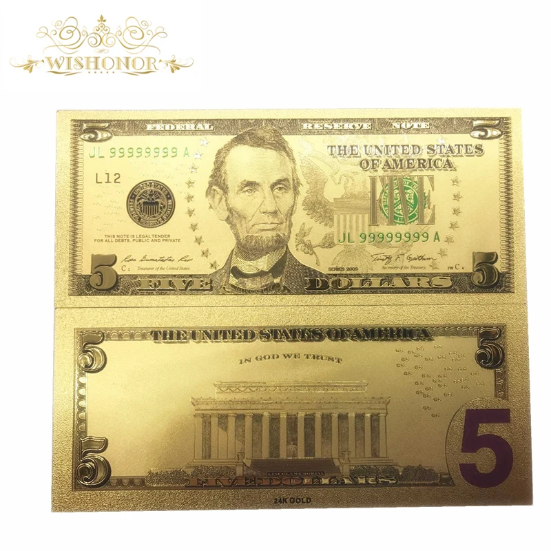 Лучшая цена для Красочные США золотых банкнот 5 долларов в центре сообщений