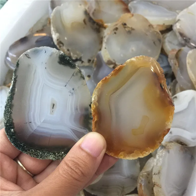 Милые маленькие натуральные морские водоросли агат камень ломтик лечебные