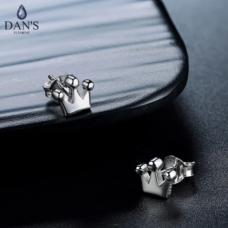 Женские гладкие серьги DAN'S ELEMENT из стерлингового серебра 925 пробы в форме короны