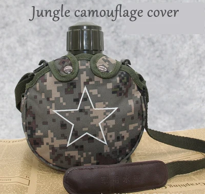 Junglecamouflage bag 800 мл чайник с вакуумной изоляцией из нержавеющей стали, портативная бутылка для воды для путешествий, военный чайник с вентилятором и ремешком, термос - Цвет: Junglecamouflage bag
