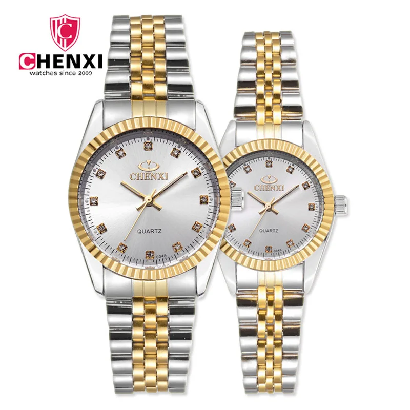 Luxury Brand CHENXI Men Women Watches Gold Rhinestone Lover's Couple Watch Golden Silver Casual Dress Business Wristwatch | Наручные