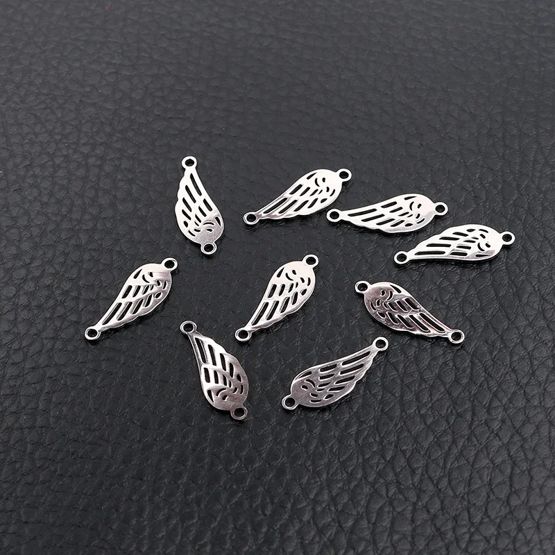 10 шт./лот из нержавеющей стали FeatherCharm разъем для браслета ожерелье Полые Подвески Diy Изготовление ювелирных изделий много оптом