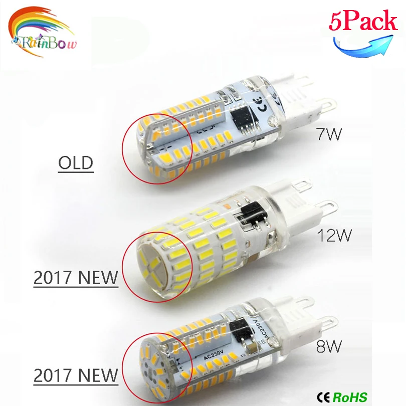 5 шт. DC12V AC220V G4 G9 светодиодный лампы светильник SMD2835 3014 220 В 7 Вт 9 10 12 Warmwhite Белый 360