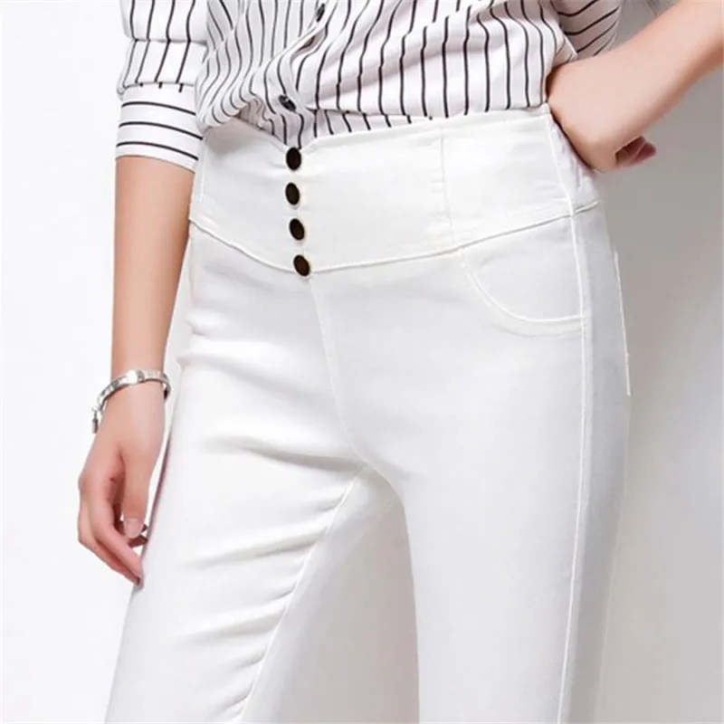 Модные осенние женские облегающие эластичные брюки-карандаш с высокой талией